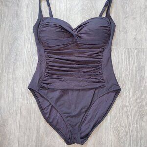 La Blanca Cross Over Bodice Ruched Body One Piece Swimsuit